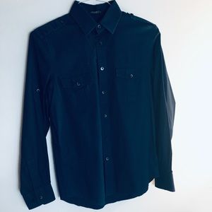 Navy Blue Modern Fit Express Button up.